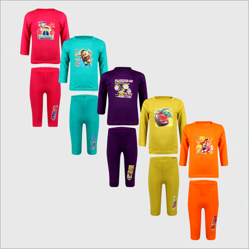 Kids Printed T Shirt and Pyjama Set - Cotton Blend, Available in All Colors | Unisex Summer Wear, Washable, Fun Printed Patterns