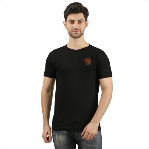 Mens Round Neck Black T Shirts - Cotton, Available in Sizes S to XXL | Short Sleeves, Multiple Color Options, Ideal for Daily Wear