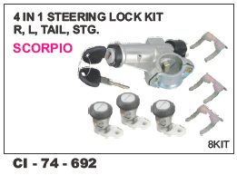 4 in 1 Steering Lock Kit - Durable Design for 4-Wheeler Vehicles | Warranty Included, Left/Right Compatibility, Enhanced Security