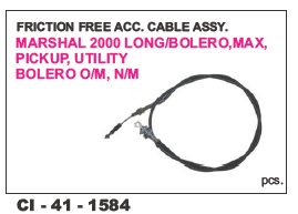 Friction Free Acc Cable Assy Marshal,Bolero,Max Pick Up
