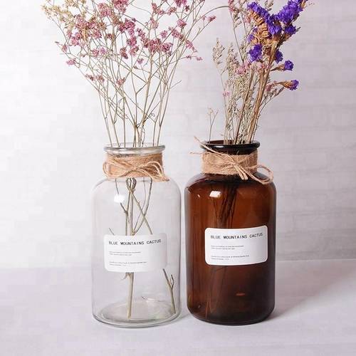 Christmas Gift 250ml 500ml 1000ml Amber And Clear Preserved Fresh Flower Glass Vase By GLOBALTRADE