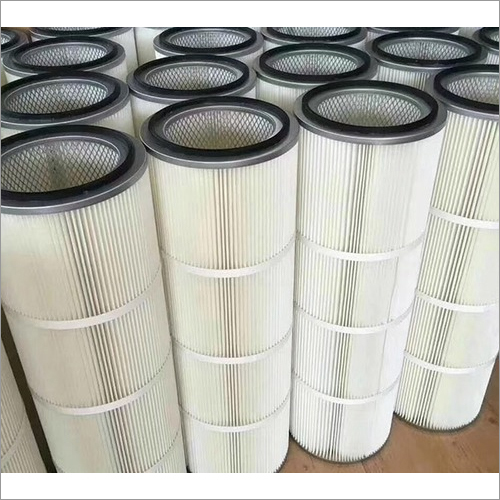 Pleated Filter Cartridge - Non-Woven Medium, 159x1000mm Size | 60 Pleats, White Color, Ideal for Dust Filtration