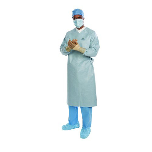Surgical Round Neck Gown - Soft Material, Non Disposable, Sterilized, Machine Washable, Plain Pattern, High-Tech Stitching, Suitable for Surgical Environments