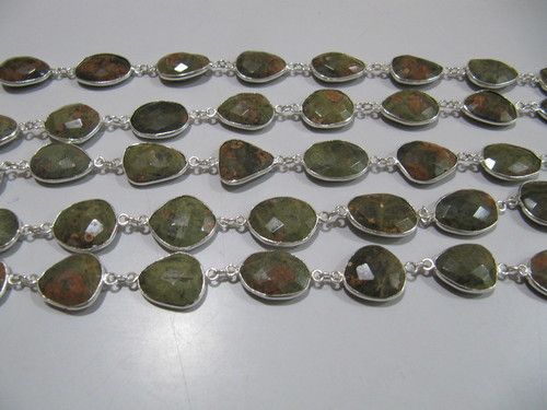 Natural Unakite Uneven shape Connector Chain