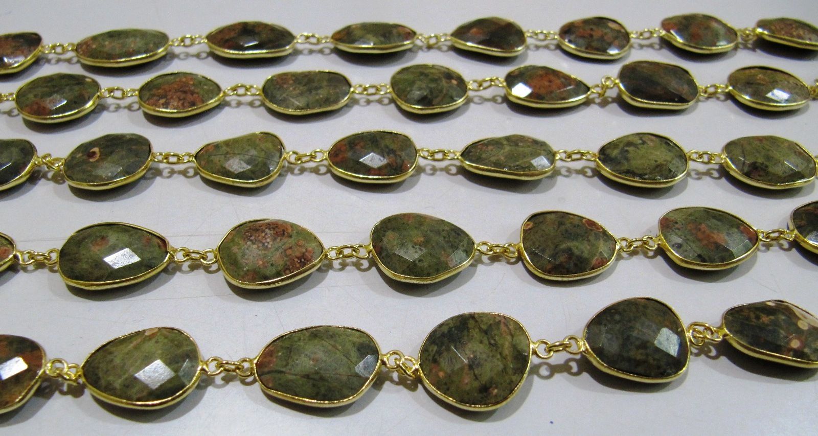 Natural Unakite Uneven shape Connector Chain