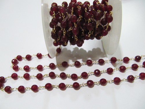 Red 3Feet Natural Ruby Jade Chalcedony Round Beads 6Mm Rosary Beaded