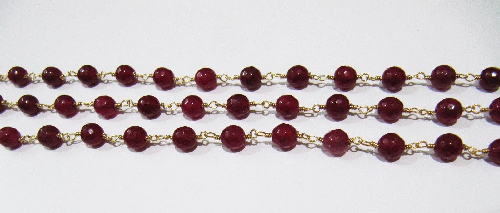 3Feet Natural Ruby Jade Chalcedony Round Beads 6mm Rosary beaded