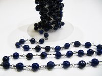 3 Feet Natural Blue Sapphire Jade Round 6mm Rosary Chain