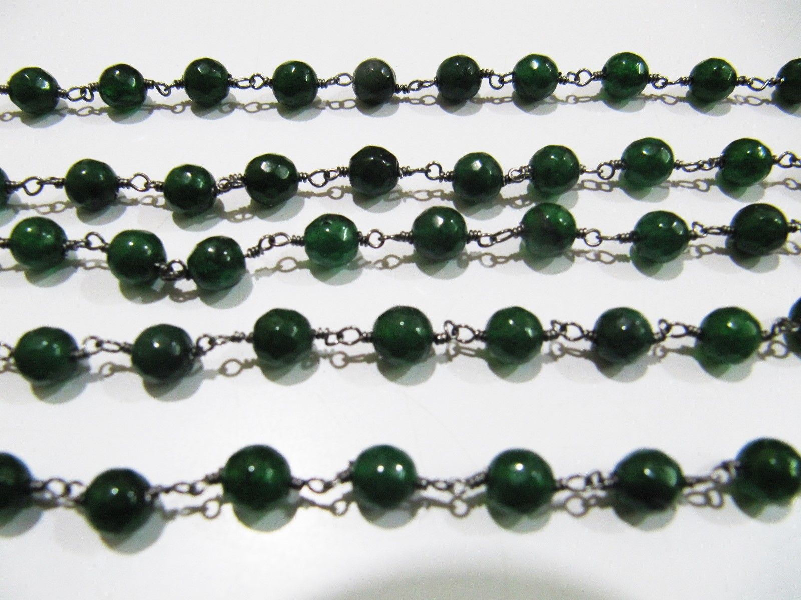 3Feet Natural Emerald Jade Chalcedony Round Beads 6mm Rosary Chain