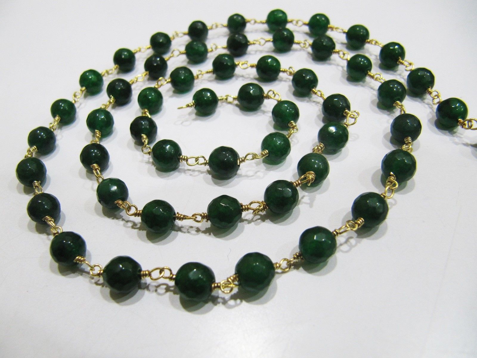 3Feet Natural Emerald Jade Chalcedony Round Beads 6mm Rosary Chain