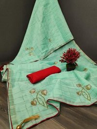 Linen Saree With Handwork