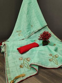 Linen Saree With Handwork