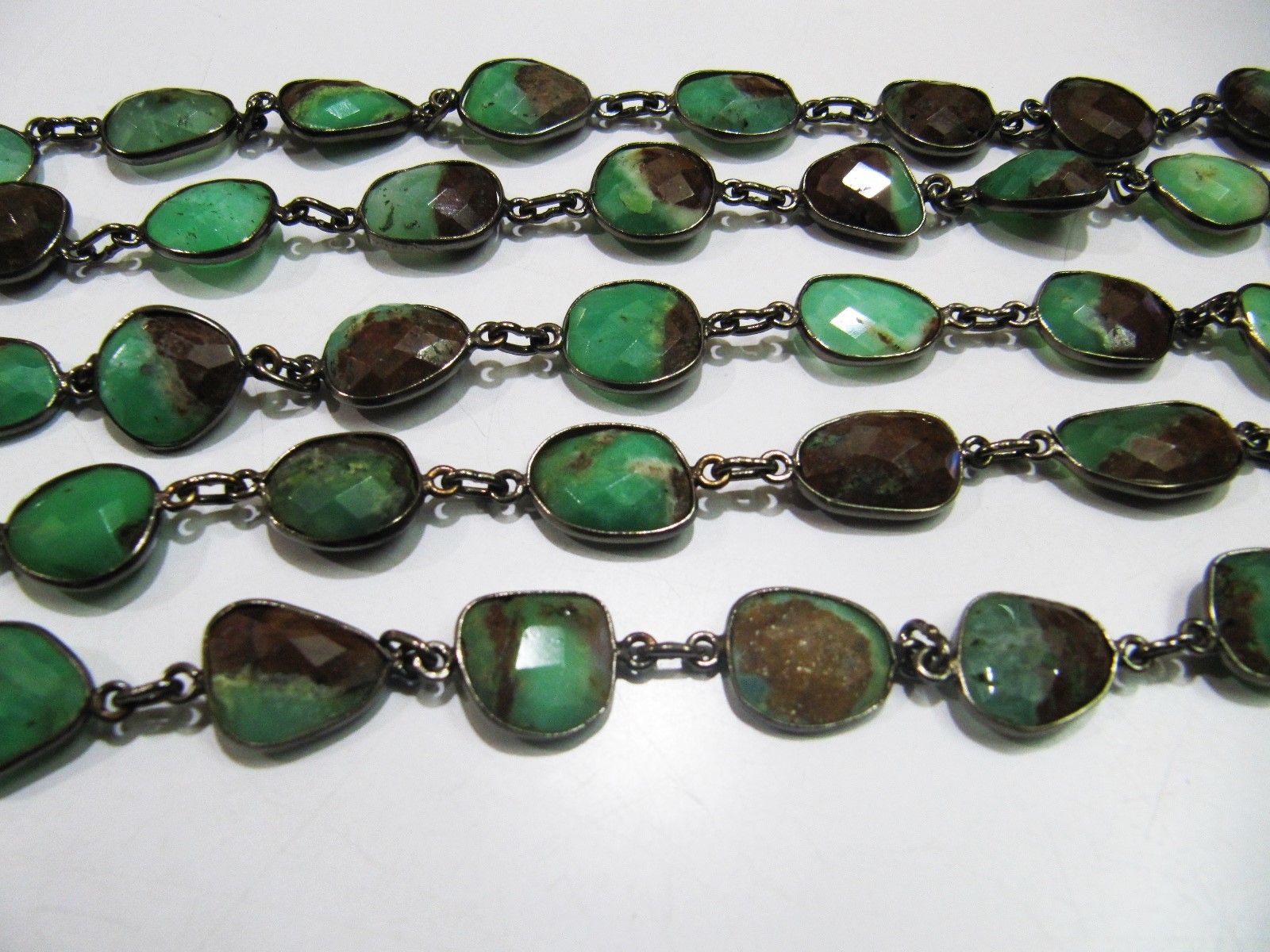 Natural Chrysoprase Connector Chain Uneven Shape , 12 to 15mm