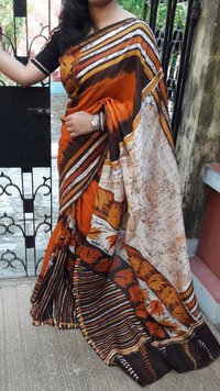 Mom Hand Batik Printed Mulmul Cotton Sarees