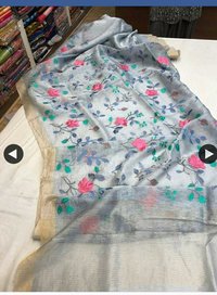Silk Linen Embroidered Sarees