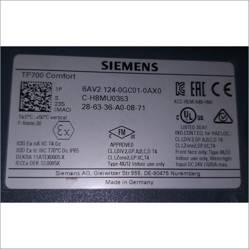 Siemens TP700 Comfort HMI Display  (6AV2124-0GC01-0AX0)