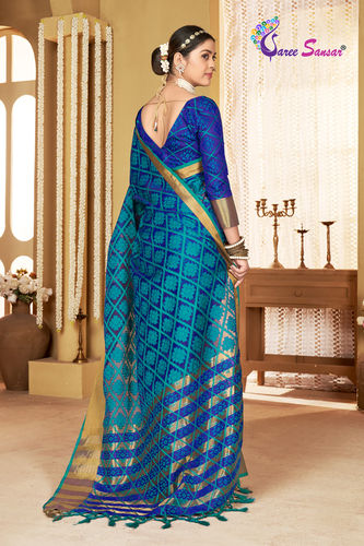 CM - Royal Blue Colour Lichi Silk Saree