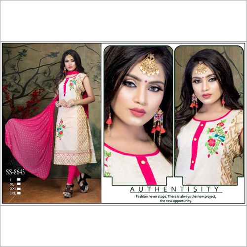 Available In Different Color White And Pink Churidar Suit