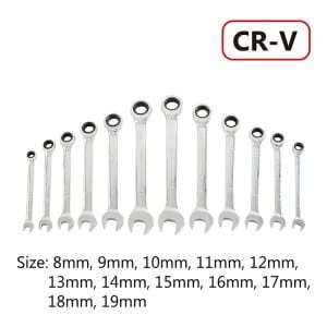 Chrome Vanadium Steel(Cr-V) 12 Pcs Cr-V Material 72 Teeth Box Tool Set Combination Ratchet Wrench Set