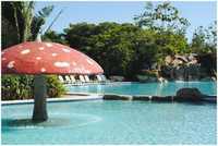 Mushroom Umbrella - Plastic Material | Blue And Red Colors, Ideal For Poolside Use