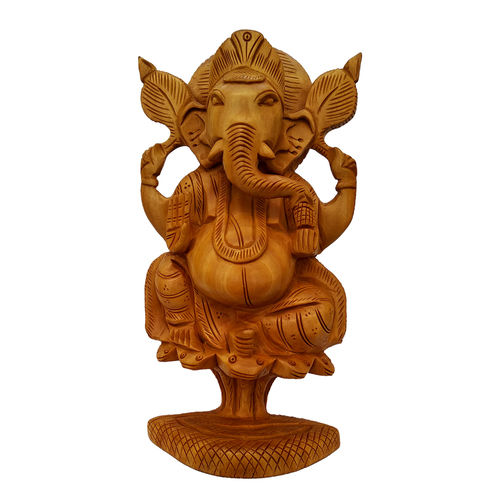 Wooden Ganesh Stetu Idol 15cm
