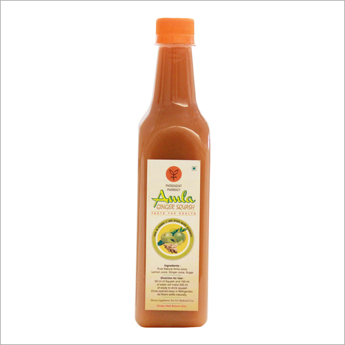 Amla Ginger Squash - Liquid Foam with 18 Month Shelf Life | Plastic Bottle Packaging, Refreshing Flavor