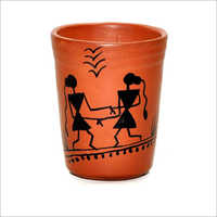 Warli Painted Clay Glass