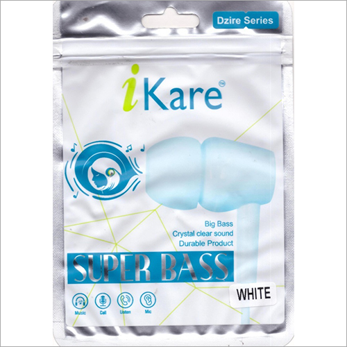 Super Bass Ear Phone - Durable Rubber, Big Bass Sound , Elegant White Design