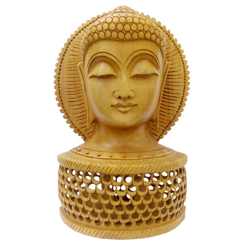 Brown Woodeh Buddha Head Under Cut Home Decoretiv Showpice