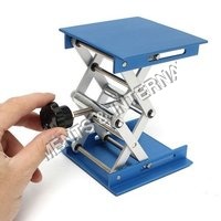 Laboratory Jack Labcare-online - Aluminum Steel 150x150 Mm Blue Silver, Adjustable Height Scissor Lift Platform
