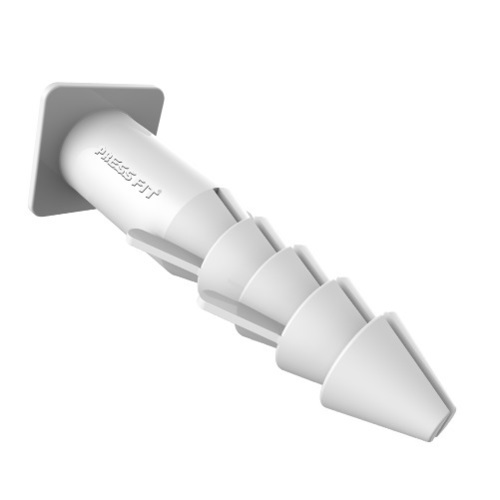 Pressfit Plastic Rawl Plug 38 mm - White, Round Head | Instant Grip Support for Heavy Loads, Quick Installation, Available in 5 Sizes