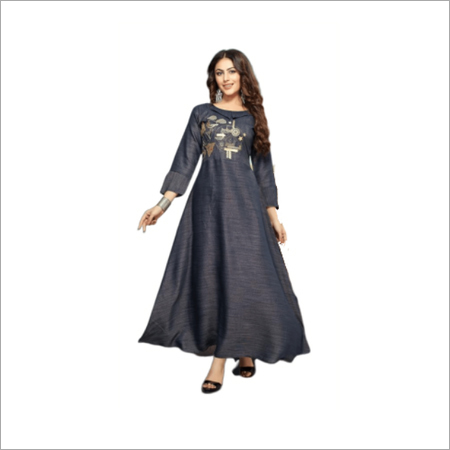 Available In Multicolour Silver Print Cotton Anarkali