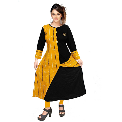 Available In Multicolour Black Rayon Anarkali Kurti