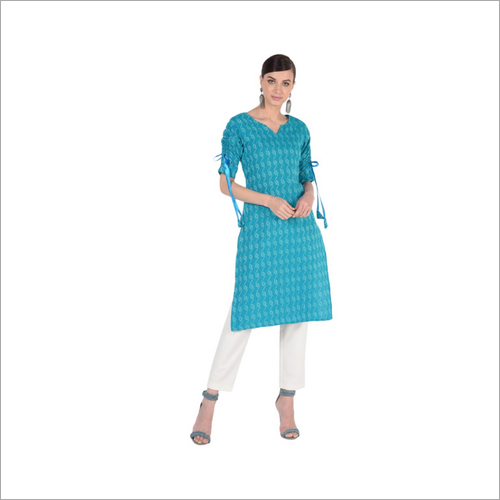 Designer Rayon Kurti - Ethnic Casual Wear, Size L-XXL, Multicolour Printed, Short Sleeve, Quick Dry, Washable, Dry Clean, No Fade