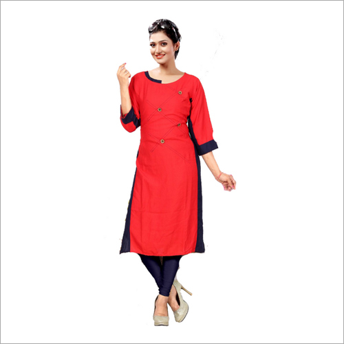 Stylish Rayon Kurti - Straight Fit, 3/4th Sleeve, Available in Multicolour | Machine Washable, Quick Dry, Suitable for Casual Wear