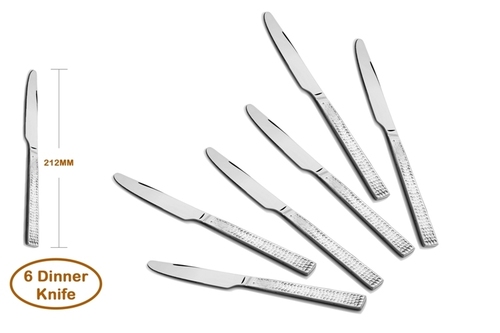 Silver Hammer Stainless Steel Dinner Knife 6 Pcs
