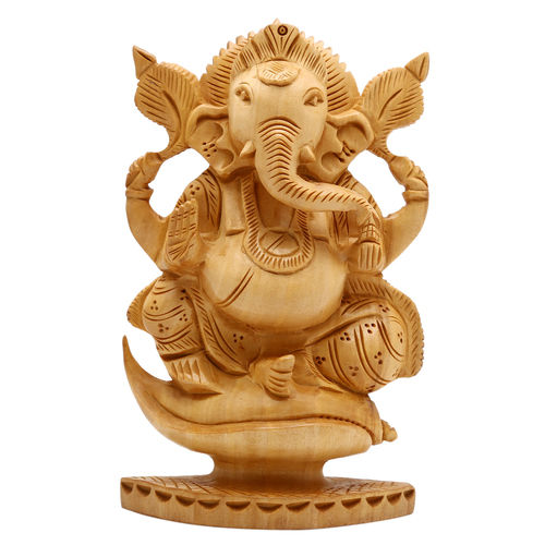 Wooden Ganesh Stetu idol 15 cm