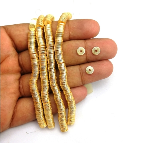 Metals Brushed Gold Plated Flat Round Bead Spacers