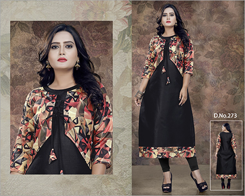Ladies Round Neck Crepe Kurti - Crepe Material, Sizes L-M-XL, Available in Various Colors | Washable, Suitable for Rainy, Spring, Summer, and Winter Seasons