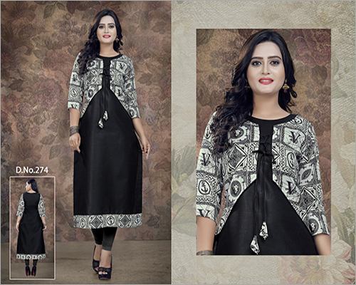 Available In Different Color Black Crepe Kurti
