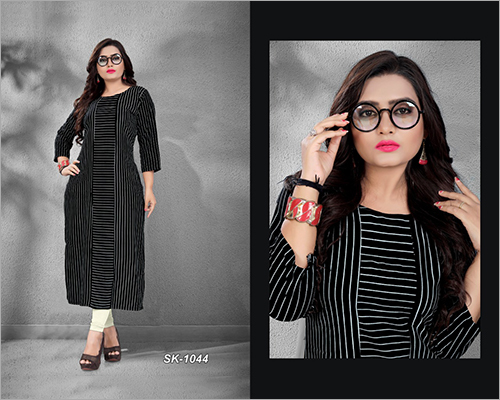 Ladies Cotton Black Kurti - Cotton Fabric, Size L, M, XL, Color: Available In Different Options | Washable, Suitable For All Seasons