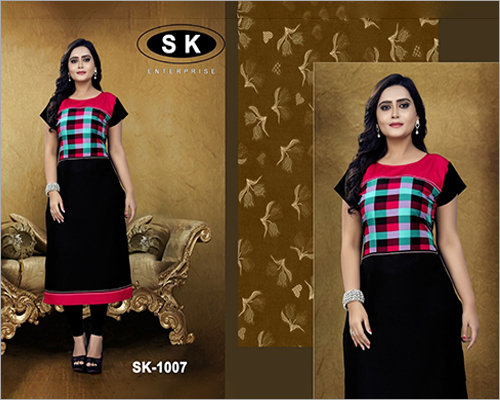 Ladies Round Neck Cotton Kurti - Cotton, Sizes L, M, XL | Available in Various Colors, Washable for All Seasons: Rainy, Spring, Summer, Winter
