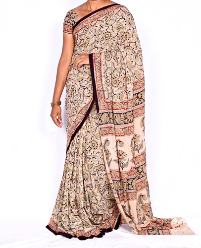 Available In Different Color Kalamkari Fabric Saree