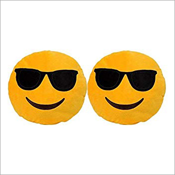 Yellow EF Cool Dude Cushion - Poly Fiber Stuffing, 12 Inches | Multicolor Emoji Design for Decorative Purposes