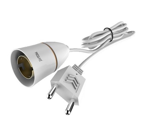 Pressfit Pendant Holder with Plug and Wire - Plastic 1.5/3/5 Meters White | Lightweight Easy to Assemble Indoor & Outdoor Use B22 Base Type