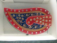Marble Gift Articles - Polished Red Marble, Elegant Paisley Design with Rhinestones
