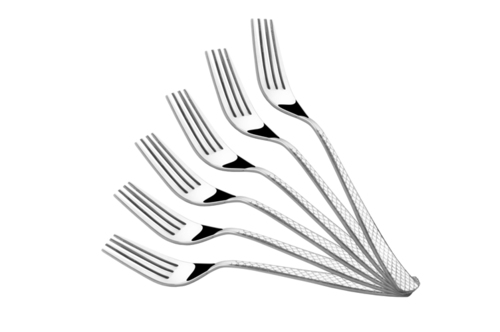 Eon Stainless Steel Dinner Fork 6 Pcs - Stainless Steel, 6 Pieces, Silver Color, Mirror Finish | Thick Stems for Durability, Soft-Curved Edges for Safety and Style