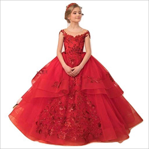 Available In Multicolour Girls Net Ball Gown