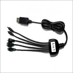 Black 5 In 1 Mobile Charger Cable