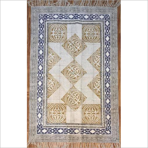 Block Print Cotton Rugs Back Material: Anti-Slip Latex